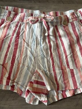 torrid Striped High Waist Drawstring Shorts in Red, Pink, Cream